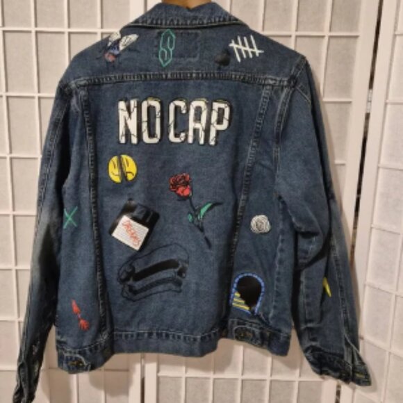 Brooklyn Cloth No Cap Retro 90s Graphics Denim Jeans Jacket Men's Sz M - Picture 9 of 10